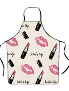Makeup Lipstick & Nail Polish Pattern Apron, Funny Creative Kitchen Apron For Home Use, Anti-Stain - A - View 8