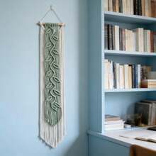 1 Stück Makramee Wandbehang, Boho Stil Quasten Blatt Dekoration, minimalistischer handgewebter Spitzen Wandteppich, langer Hintergrund Kopfteil Wandbehang Decke - Verschiedenfarbig - Übersicht 5