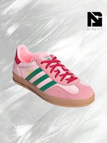 Adidas Gazelle Indoor Pink Velvet (Women's)-Women's Lifestyle Sneakers – Shoes For Woman-Vintage-Spring & Summer-Inspired Running Shoes, Shock-Absorbing Comfort, Gym To Streetwear Casual Wear-Easter Gift–JI2713 - Pink/Green/Scarlet - 查看 2