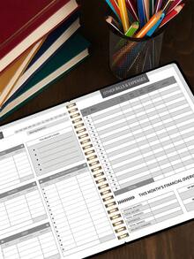 BUBU Monthly Budget Planner Book, 8.4" * 5.5" Undated Bill Payment Notebook Journal With 52 Weeks For Income, Debt, Saving, Expense And Bill Tracker Organizer,School Home Office Supplies - Budget Book - Black - View 3