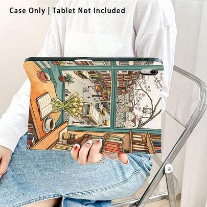 翻盖保护套，书架桌面装饰图案，展现对生活的热爱和对美的追求，带笔槽，兼容华为Matepad SE 11英寸/Matepad Pro 11英寸/Matepad 11.5英寸2026、荣耀平板8/9/10、荣耀GT 11.5英寸/X7/X8A/X9/X8Pro/X9Pro/X10 PRO/V9/V8 Pro、S11/A11/A11+、红米、苹果、OPPO、vivo等品牌，具备自动休眠/唤醒功能，适合返校季、情人节等场合。