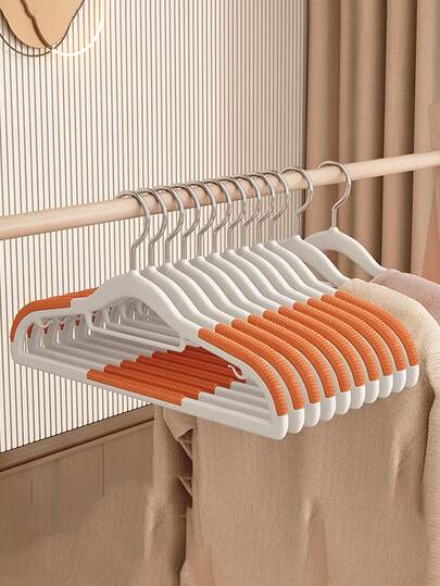 5pcs Household Hangers, Plastic Hangers, Adult Hangers, For Wet And Dry Clothes, Household Essentials, Non-Trace Hangers Non-Slip Hangers, Double Wet And Dry Hangers, Various Colors