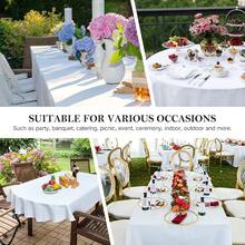 Wolkemer Oval Tablecloth 60 X 84 Inch Washable Fabric Table Cloth Solid Beige Table Cover For Dining Wedding Party Banquet Tabletop Decoration - 米色 84吋x60吋橢圓形 - 查看 9
