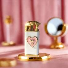 Cute Lighter, Dual Flame Windproof Lighter, Heart/Snake Design Lighter, Metal Embossed Rhinestone Butane Torch Lighter, Refillable Adjustable Flame - Tim (Không có khí) - Xem 2
