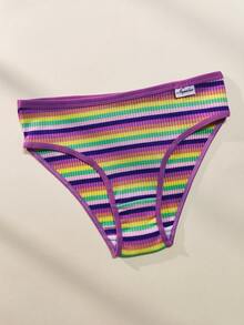 3pcs Women's Colorful Ribbed High Waist Tummy Control Briefs - Multicolor - View 4