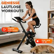 Home Multi-Functional Exercise Bike - Silent Magnetic Drive System (<30dB), Foldable, Built-In Arm Resistance, High Load Capacity Up To 150kg - Black - View 7