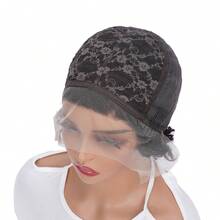 精灵短款假发 真人发短卷发蕾丝前假发 女士巴西蓬松卷曲波波头假发 13x1 透明蕾丝假发 自然黑假发 - Natural Black - 查看 9