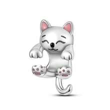 1pc Silver Color Cubic Zirconia Cute Animal Themed Frog Dragon Rabbit Cat Tiger Dog Bead Charm For 3mm Bracelet Necklace Great Addition Diy Bead Pendant Super Value Ideal For Versatile Whimsical & Playful Design For Gifts Daily Wear Holiday Presents & Pet Celebration Events - Silver - View 19