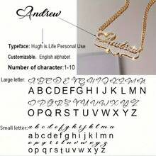Customized Sparkling Matte Name Necklace Classic Retro Stainless Steel Men's Cuban Chain Thick Chain Pendant Charm Personalized Heart Letter Couple Necklace Wedding Jewelry Thanksgiving Christmas Gift For Father And Mother - Nhiều màu - Xem 7