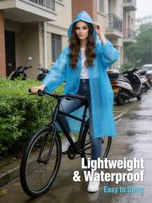 Reusable Adult Raincoat, Thickened Waterproof Raincoat, Unisex Hooded Raincoat, Waterproof Windproof Quick-Drying Breathable, Travel Essential, Women's Raincoat, Lightweight Rain Poncho, Student Supplies, Drawstring Hooded Raincoat, Unisex, Suitable For Cycling, Hiking, Fishing, Mountain Climbing And Other Outdoor Activities - Multicolor - View 4