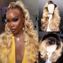 Ombre Brown Roots Ash Blonde Body Wave Lace Front Wig Human Hair For Women With Baby Hair 13x4 Hd Transparent Lace Front Wig Human Hair Brazilian Human Hair 200 Density Lace Front Wig Human Hair Healthy And Shiny - 漸層棕色髮根,灰金色 - 查看 6