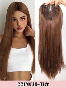 Middle Part Long Straight Hair With Black Brown Hairpin Bangs High Temperature Fiber Large-Area Hand-Knitted Hairpiece Hair Topper Clip In Hair Extensions Wig On The Top Of The Head No Need To Wear A Wig Cap Long Straight Hair In Middle Part Synthetic Natural Fluffy Bangs Wig - Multicolor - View 14