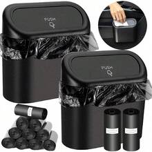 1个带盖黑色车门垃圾桶，防漏悬挂式垃圾桶，附赠30个垃圾袋，易于安装在车门和后座上，适用于大多数车型。 - 彩色 - 查看 12