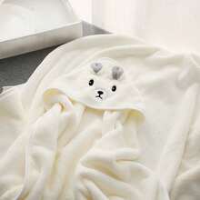 1 Stück Cartoon Tier Baby Kapuzenhandtuch, Kinder Korallenfleece Umhang Bademantel, Baby Wickeldecke zum Baden, Strand, Ganzjährig - Verschiedenfarbig - Übersicht 9