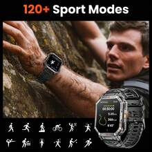 Hwagol Smart Watch (Answer/Call) 2.01 Inch (Approx. 5cm) HD Display, Men's Smart Watch, Fitness Tracker, 100+ Sports Modes, Sleep Monitor, Pedometer, For Android IOS, 650mAh Big Battery - Black - View 4
