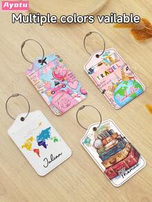 Ayotu Custom Luggage Tags, Creative Airplane Map Design, Suitable For Travel Cruise Luggage/Backpacks/Tote Bags/School Bags, Personalized Card Holder & Business ID Card Sleeve, Travel ID Tags, Must-Have For Group Trips/Events/Company Team Building, Personalized Luggage Identification Tags, Perfect Travel Gift For Friends & Family - Multicolor - View 1