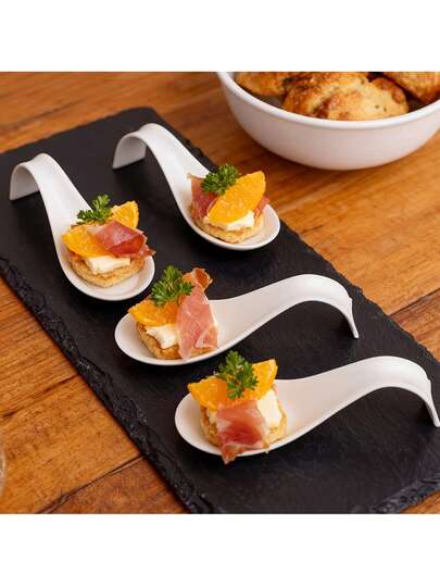 12/24 piezas Platos mini para aperitivos, bandejas de postres y aperitivos - Juego de cucharas asiáticas, tazas pequeñas para degustación de postres de mesa