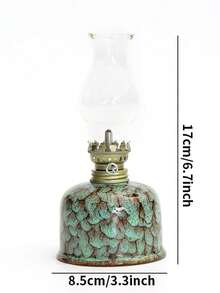 1pc Ceramic Kiln-Fired Glaze Oil Lamp With Lampshade, Adjustable Wick Camping Fuel Lamp, Indoor Ceramic Oil Lamp Candle Holder, Kerosene Lamp With Wick, Oil Lamp/Hurricane Lamp With Fire Control Knob - 1PC - View 8