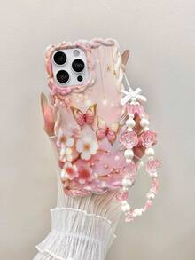 Braided Butterfly Painted Shockproof Phone Case With Wrist Strap, Compatible With IPhone 14, 14 Pro, 14 Pro Max, 13, 13 Pro, 13 Pro Max, 11, 11 Pro Max, 12, 12 Pro, 12 Pro Max, XR, XS, 15, 15 Pro, 15 Pro Max, 16, 16 Pro, 16 Pro Max, 17, 17 Pro, 17 Air, 17 Pro Max - Multicolor - View 1