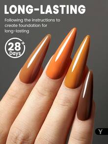 YOKEFELLOW 10毫升6色橙色凝胶指甲油，半永久指甲油，适合春夏使用，可卸除UV/LED美甲，适合在家DIY美甲和美甲沙龙，送给女性和女孩的礼物 - 彩色 - 查看 3