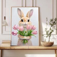 1 buah, Seni Dinding Kanvas, Dekorasi Dinding Berbingkai, Hiasan Dinding Pola Kelinci Paskah, Desain Kelinci Paskah yang Menggemaskan, Kelinci dan Bunga, Dekorasi Kelinci Musim Semi Retro untuk Kamar Anak, Ilustrasi Pastel, Seni Dekorasi Kamar Anak Paskah, Poster Kelinci Tulip Musim Semi, Dekorasi Paskah, Dekorasi Rumah Musim Semi, Poster Musim Semi, Poster Paskah, Estetika Dekorasi Ruangan - Kelinci Tulip - View 5