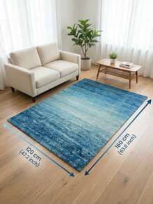 1pc Blue Ocean Style Carpet, Golden Rhombus Velvet (850g/Sqm) Vintage Bohemian Decorative Carpet, Suitable For Living Room, Entrance And Hallway - Multicolor - View 16
