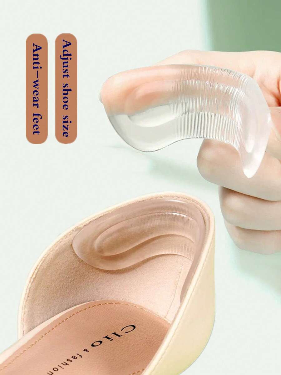Silicone Heel Grips, Thick Half Size Inserts For Loose High Heels, Anti-Slip Shoe Pads For Women - Transparent - View 1