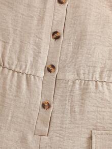 Bộ áo liền quần không tay cho bé gái, kiểu dáng tối giản nhưng hơi hướng cổ điển, thiết kế đơn giản và thanh lịch, phù hợp cho bé mặc hàng ngày và đi nghỉ mát. - Màu Khaki - Xem 8