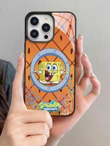SPONGEBOB 1个亚克力卡通格子海绵宝宝花朵字母图案全包防震手机壳，兼容苹果17/16/15/14/13/12/11 Pro Max及其他型号 - 彩色 - 查看 7
