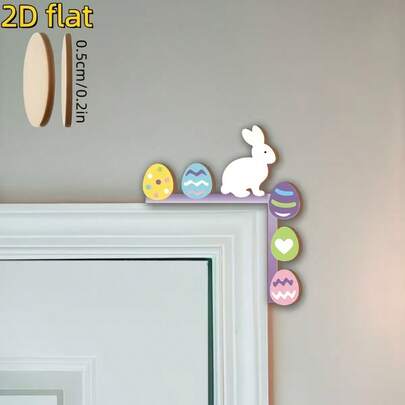 1pc Wooden Easter Decoration Plaque, Party Wreath Decor, Perfect Holiday Gift, Home Decor, Easter Painted Rabbit Wooden Craft Home Decoration Wall Hanging, Easter Bunny Party Tabletop Decor, Decorative Sign And Plaque, Spring Decor, Easter Decoration