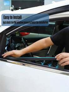 1/2Pcs Car Universal Side Window Wipers Removes Water Mist And Rainwater From The Window Glass With Double Scraping Rubber Strips, Removal Window Glass Wiper General Wiper Wiper Blade Rubber Strip Wiper Car Supplies - Black - View 6