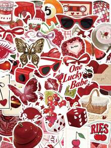 100张Y2K风格黑白贴纸套装，适用于笔记本电脑、滑板、水瓶、笔记本等，防水，美观设计 - Y - 查看 8