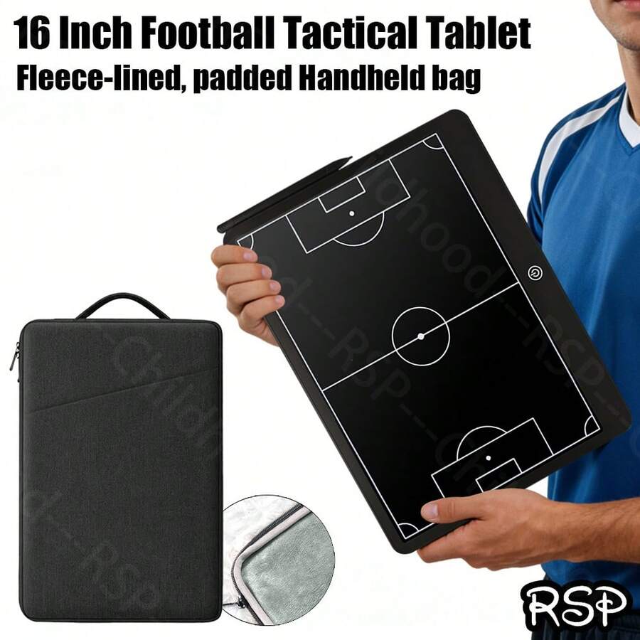 RSP 16-Inch LCD Electronic Football Tactics Tablet, Comes With Stylus Pen And Padded Carrying Case, Football Tactics Training Board, Dedicated Teaching Blackboard, Reusable Digital Strategy Marker Board, Battery Powered With On/Off Switch, Suitable For Football Training, Strategy Planning, Football Club Sports Gift