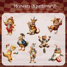16 Sheets/Bag Stickers, Circus Series, Delicate Hard Card Stickers, Scrapbook Supplies And Notebook Accessories, For Decorating Photo Frames, Computers, Phone Cases, Water Cups, Junk Magazines, Pencil Cases, Suitcases, Desktop Decoration Stickers,Personalized Stickers,School Supplies,Christmas Gifts,Gifts For Women,Brain Rot,Scrap Book Supplies,Cute Stationery Stickers,Scrapbook Supplies Funny Stickers Kindle - Sticker Pack - View 11