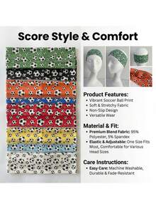 Fashion Football Print Headband, Elastic Football Print Party Sports Fitness Yoga Sweatband Football Bohemian Polyester Headband, All Season - Multicolor - View 6