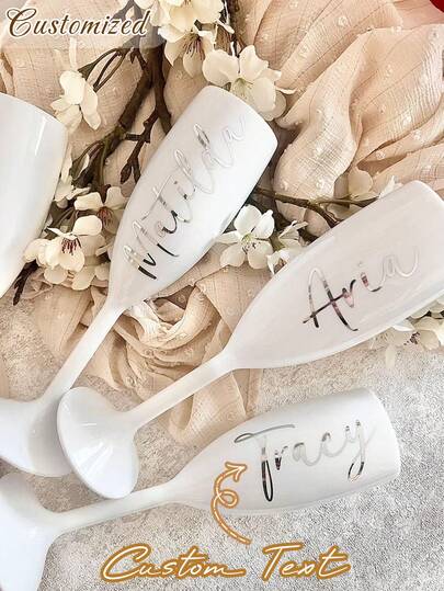 Personalized Acrylic Plastic Champagne Flute, Customizable Name And Logo Elegant Plastic Champagne Glasses, Bridal Party Gift, Bridesmaid Wine Glass, Bachelorette Party Cup, Wedding Decor Stylish, Adorable, Colorful Custom, Personalized, Unique Ideal Gifts For Her Friends, Son, Daughter, School Students, Workers, School, Home, Office