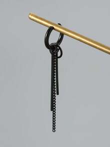 1pc Men's Stainless Steel Tassel Dangle Earring - Black - View 5