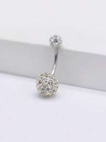 1pc 925 Sterling Silver Ombre Crystal Ball Navel Ring, Fashionable & Charming Belly Button Piercing For Women - Navel Nails - View 6