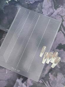 Kariertes Muster transparente Sprühlack Nail Art Sticker, 1 Stück Dual-Zweck Sticker und Accessoire französischer Herz-Design DIY Nail Sticker und Abziehbilder - Nagelzubehör und Nail Charms für Mädchen und Frauen - Herbst-Winter-Nägel für Nail Art Zuhause und Salon - Verschiedenfarbig - Übersicht 40