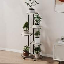 Fulvari Plant Shelving Flower Pot Holder, Wrought Iron Corner Multiple Planter Rack Organizer With Wheels, Plant Shelves For Room Corner Balcony Garden Patio - 白色 - 查看 6