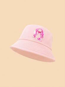 1顶蝴蝶结字母印花儿童渔夫帽，时尚百搭，适合女孩返校、日常佩戴、防晒、节日礼物 - 粉色 - 查看 37