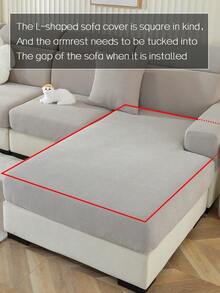 1pc All-Season Jacquard Chenille Anti-Slip Sofa Seat Cushion Cover, Minimalist Modern Soft & Skin-Friendly Pet-Proof Elastic Sofa Slipcover, Spring/Autumn Anti-Scratch Sofa Pad Fit For L-Shaped Combination Sofa And 1/2/3/4 Seater Sofa (Single Piece Sold) - Moon Gray - View 5