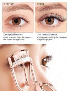 Eyelash Curler With Sparkle Rhinestone Glitter Handle Gentle Curling Effect Comes With Replacement Pads Ideal For Daily Makeup Work Party Travel Use Perfect For Makeup Beginners Office Ladies Beauty Enthusiasts As A Practical Beauty Tool Limited One Per Order - 粉色 - 查看 3