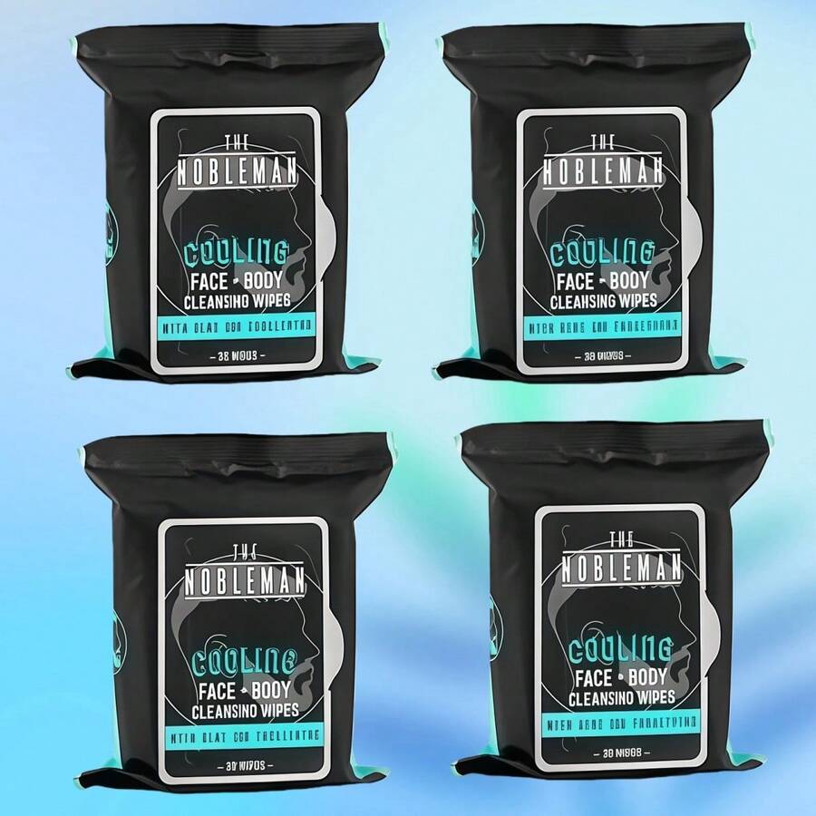 Men's Cooling Face + Body Cleansing Wipes - 4 Pack - 120 Count Post Workout Travel Towlettes - 冷卻 - 查看 1
