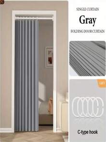 Multifunctional Magnetic Folding Door Curtain With Hooks And Clips - Easy Installation, Polyester Fiber Material, Machine Washable, Multiple Colors Available For Home And Commercial Decor - U Style - View 7