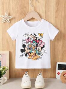 Disney Baby Boy T-Shirt Features A Cartoon Alphabet Print Of Mickey Mouse And His Friends. Made From Breathable, Soft, And Comfortable Fabric. This Spring/Summer Baby T-Shirt Is Perfect For Everyday Wear, Outings, And As A Gift For Infants And Toddlers. - 白色 - 查看 2