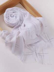 1条格子印花简约时尚女士围巾，旅行度假防晒披肩 - 彩色 - 查看 3