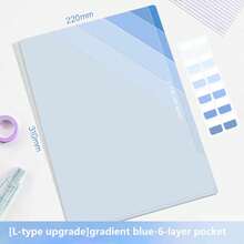 6 Pockets Transparent L-Shaped Gradient Green-Blue-Purple Design A4 File Folder, Student & Office Supplies, Exam Paper Storage, Durable Plastic Document Organizer With Label Space - Multicolor - View 12