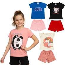 Kit 8 Peças Conjuntos Infantis Femininos - Camisetas e Shorts (1 a 12 anos) - 4 Conjuntos - Visão 6