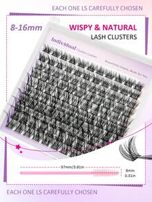 Rikuaild 110pcs Natural Lengthening Lash Clusters, D Curl Flared Individual Lashes, 8-16mm Mixed Length, Natural Long Fake Eyelashes, Creates Natural Makeup Look - D - View 3